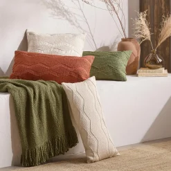 Bouclair Green Yara Lumbar Decorative Pillow* Decorative Throw Pillows