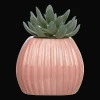 Bouclair Greenery in Pink Ribbed Vase* Junior Decorative Accessories