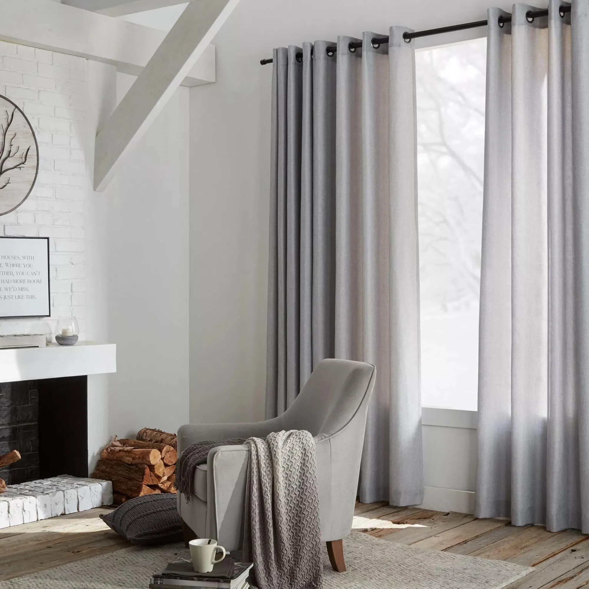 Bouclair Grey Aura Panel Curtain* Sheer Curtains & Window Sheer Panels|Room Darkening & Light Filtering Curtains