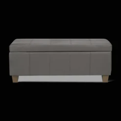 Bouclair Grey Faux Leather Storage Bench* Ottomans & Benches|Entryway Benches Ottomans And Poufs