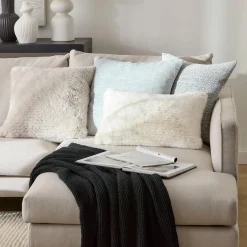 Bouclair Grey Maddox Faux Fur Decorative Lumbar Pillow* Decorative Throw Pillows