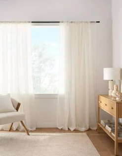 Bouclair Ivory Rod Pocket Sheer Curtain* Sheer Curtains & Window Sheer Panels