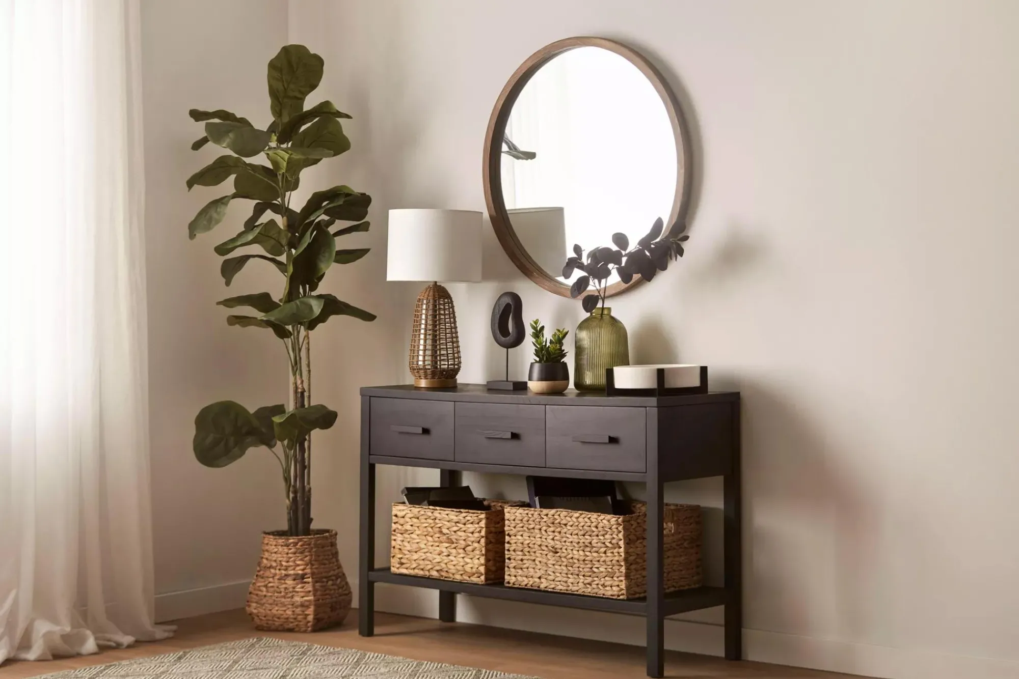 Bouclair Large Fiddle-Leaf Fig Potted Floor Plant* Branches|Artificial Flowers