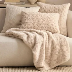Bouclair Light Beige Sheep Faux Fur Decorative Lumbar Pillow* Decorative Throw Pillows