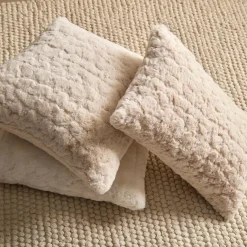 Bouclair Light Beige Sheep Faux Fur Decorative Lumbar Pillow* Decorative Throw Pillows