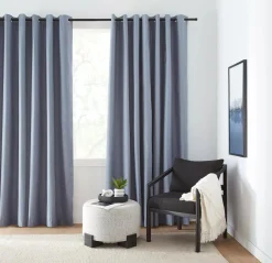 Bouclair Light Grey Chambray Blackout Curtain* Sheer Curtains & Window Sheer Panels|Blackout Window Curtains