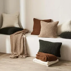 Bouclair Medium Brown Doodle Boucle Decorative Throw Pillow* Decorative Throw Pillows