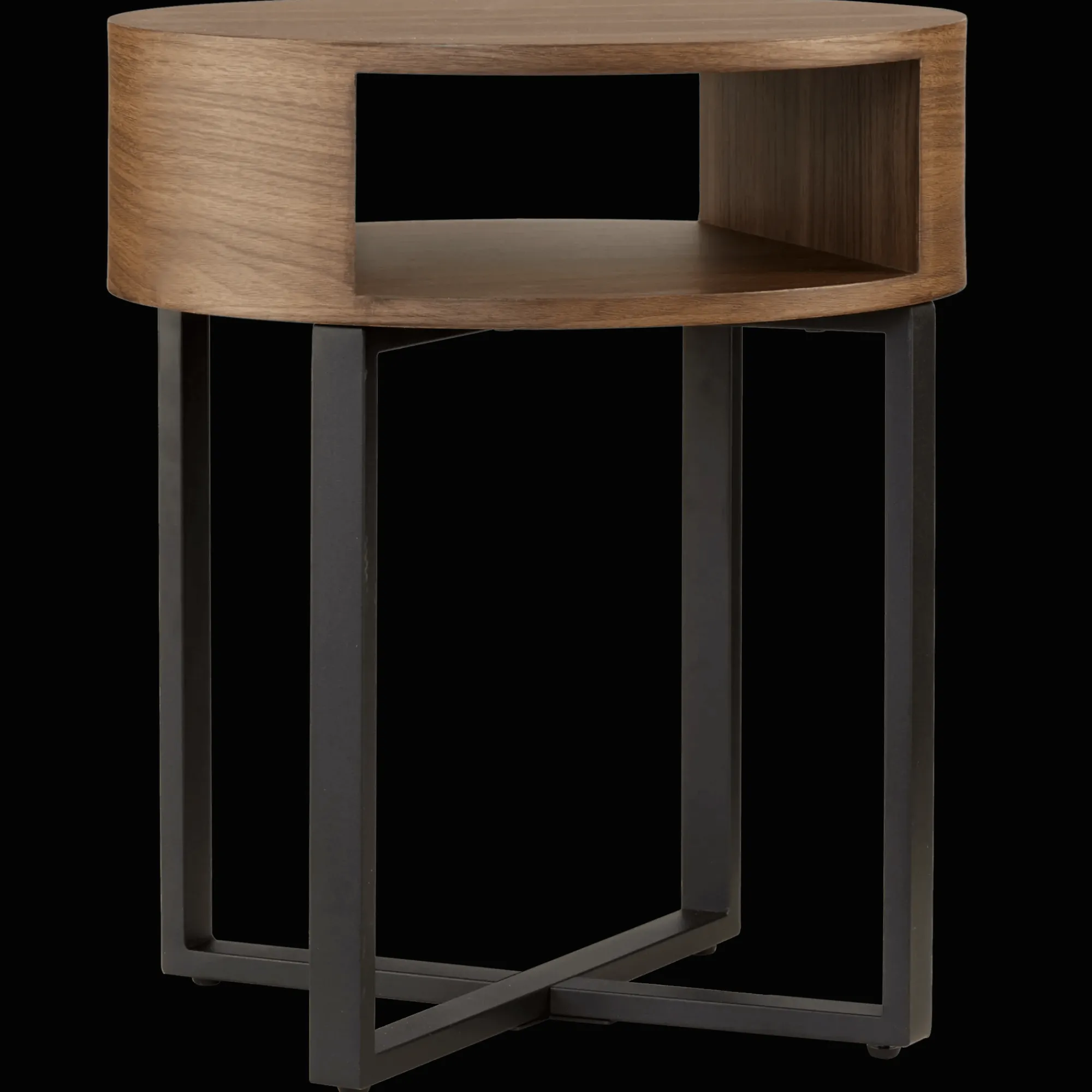 Bouclair Metal and Walnut Side Table* Side Tables|Coffee Tables & Side Tables