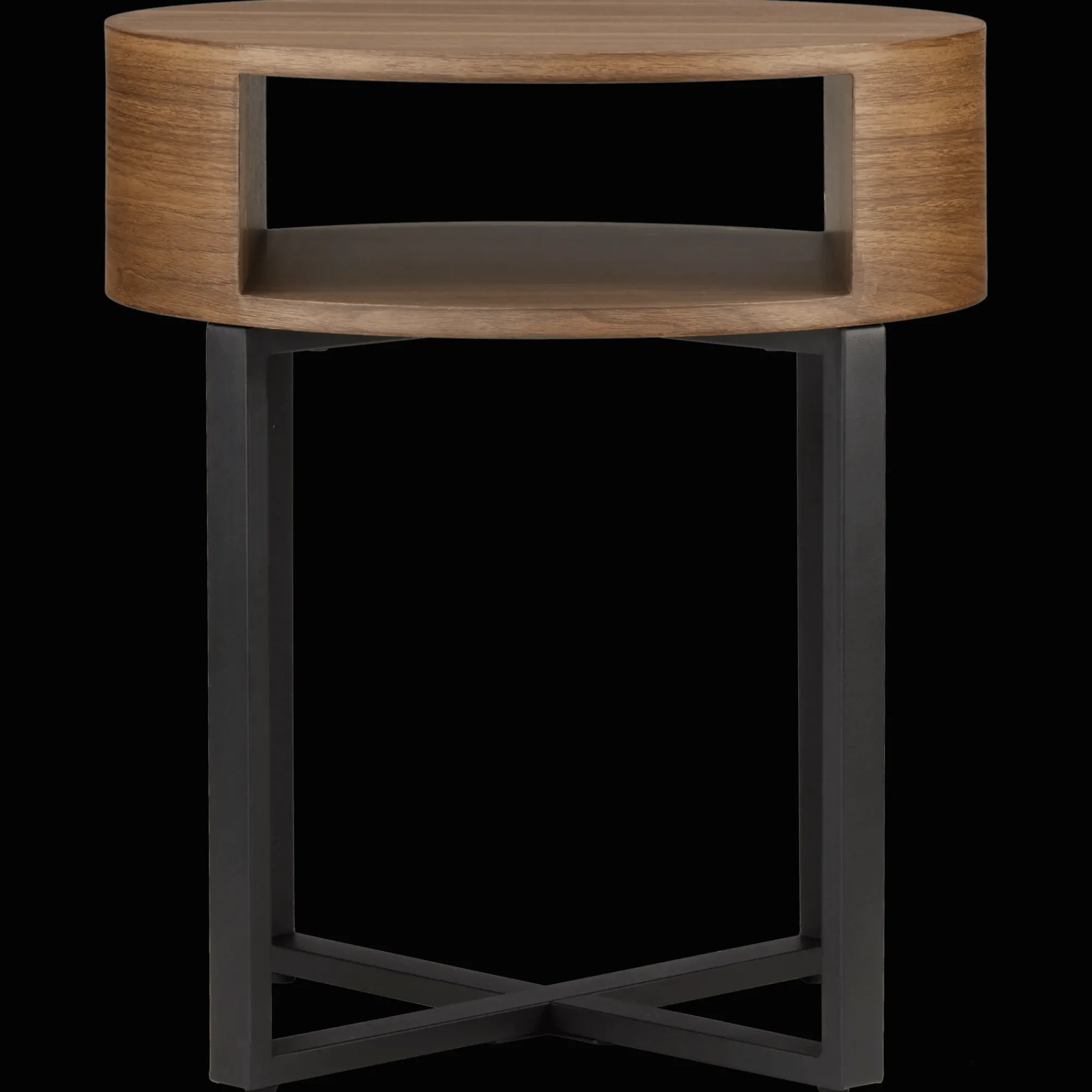 Bouclair Metal and Walnut Side Table* Side Tables|Coffee Tables & Side Tables