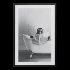 Bouclair Monkey in Bathtub Printed Framed Canvas* Printed & Photography Wall Art Canvases
