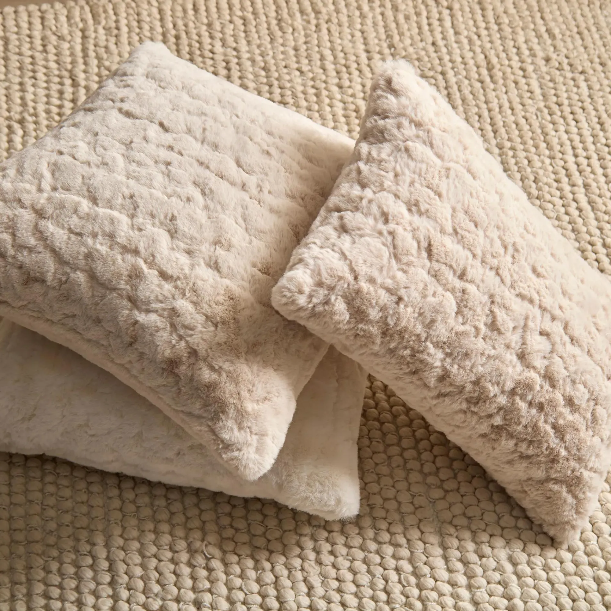 Bouclair Oatmeal Sheep Faux Fur Throw Pillow* Decorative Throw Pillows