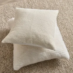 Bouclair Off White Maddox Faux Fur Decorative Pillow* Decorative Throw Pillows