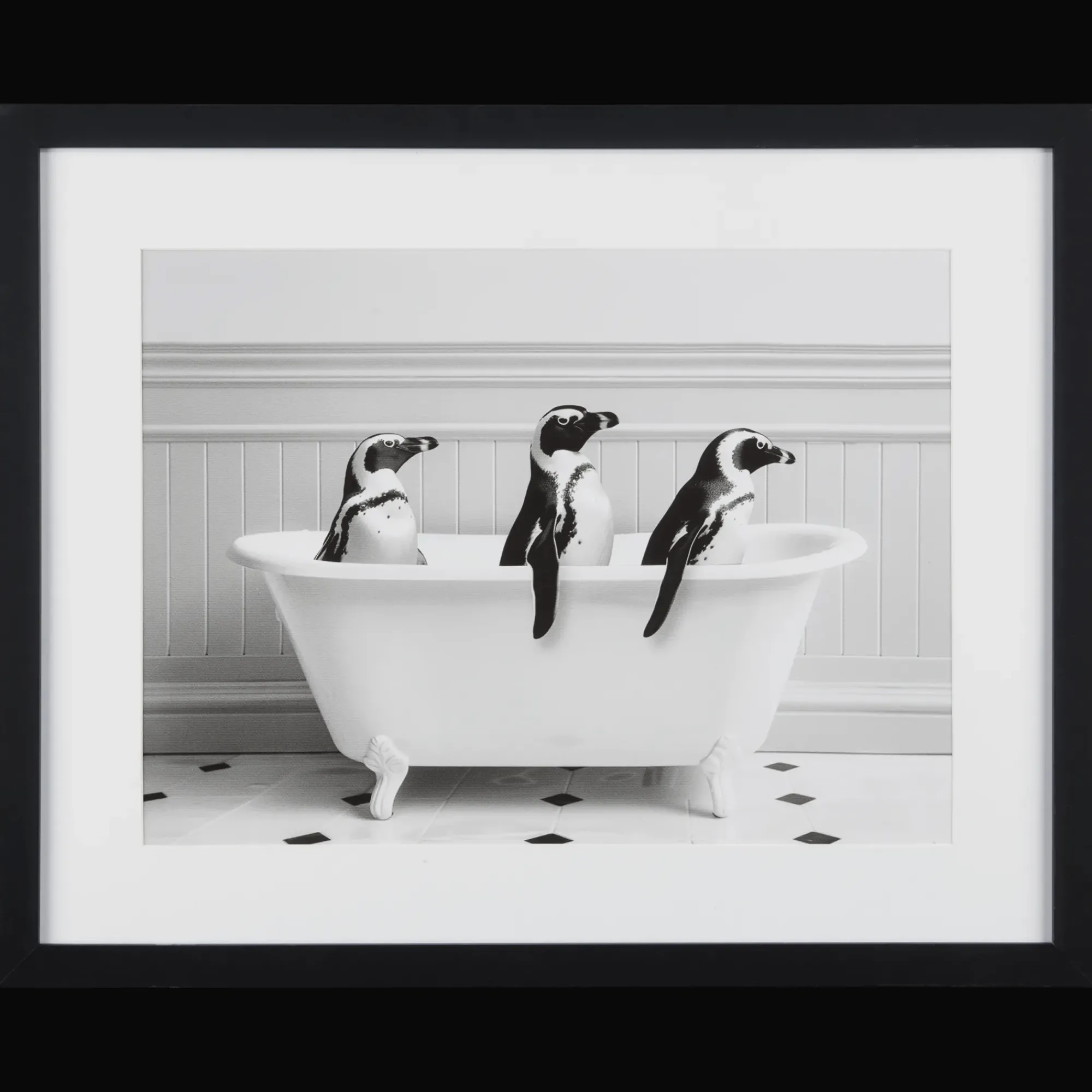 Bouclair Penguins in Bathtub Printed Framed Canvas* Printed & Photography Wall Art Canvases