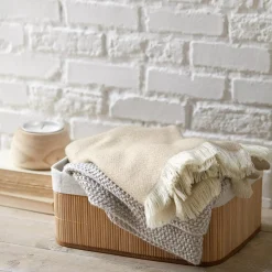 Bouclair Rectangular Bamboo Basket with Lining* Storage Baskets & Hampers|Storage & Baskets