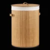 Bouclair Round Bamboo Hamper with Lining and Faux Leather Handles* Storage Baskets & Hampers|Storage & Baskets