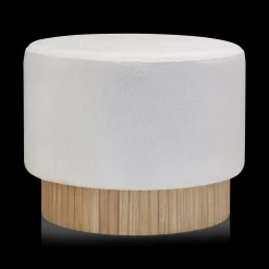 Bouclair Round Fabric and Wood Bench* Entryway Benches Ottomans And Poufs|Ottomans & Benches