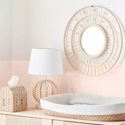 Bouclair Round Natural Fiber Bead Mirror* Nursery Wall Decor & Mirrors