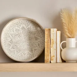 Bouclair Round Patterned Wood Tray* Home Decorative Items & Objects