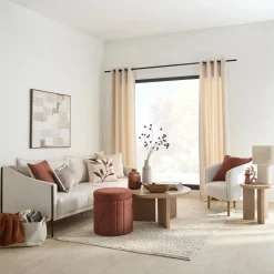 Bouclair Round Storage Fabric Ottoman* Entryway Benches Ottomans And Poufs|Ottomans & Benches