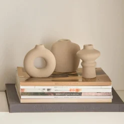 Bouclair Set of 3 Beige Ceramic Vases* Modern Decorative Vases|Home Decorative Items & Objects