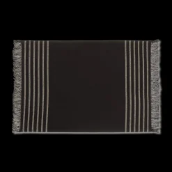 Bouclair Set of 4 Black & Natural Fringed Fabric Placemats* Dinnerware|Kitchen & Dining Accessories