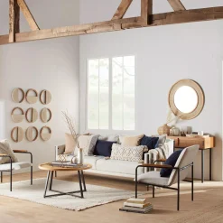 Bouclair Set of 3 Mango Wood and Rope Circle Wall Decor* Wall Decorations