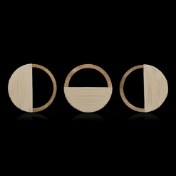 Bouclair Set of 3 Mango Wood and Rope Circle Wall Decor* Wall Decorations