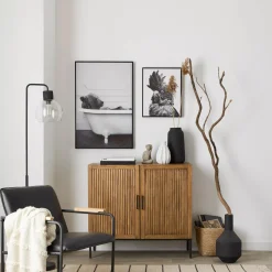 Bouclair Slatted 2-Door Dark Wood Buffet* Furniture Accessories|Buffet Tables & Credenzas