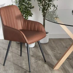 Bouclair Textured Faux Leather and Metal Dining Chair* Furniture Accessories|Dining Chairs