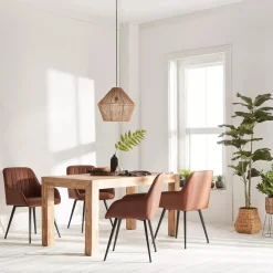 Bouclair Textured Faux Leather and Metal Dining Chair* Furniture Accessories|Dining Chairs