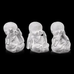 Bouclair Three Wise Buddha Cement Statuettes* Home Decorative Items & Objects