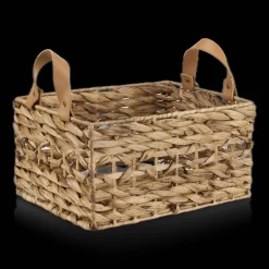 Bouclair Water Hyacinth Crate with Faux Leather Handles* Storage Baskets & Hampers|Storage & Baskets