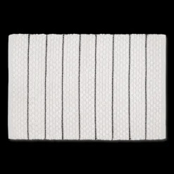 Bouclair White Bathmat with Black Stripes* Bath Mats