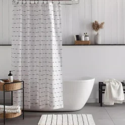 Bouclair White Bathmat with Black Stripes* Bath Mats