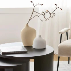 Bouclair White Ceramic Table Vase* Modern Decorative Vases|Home Decorative Items & Objects