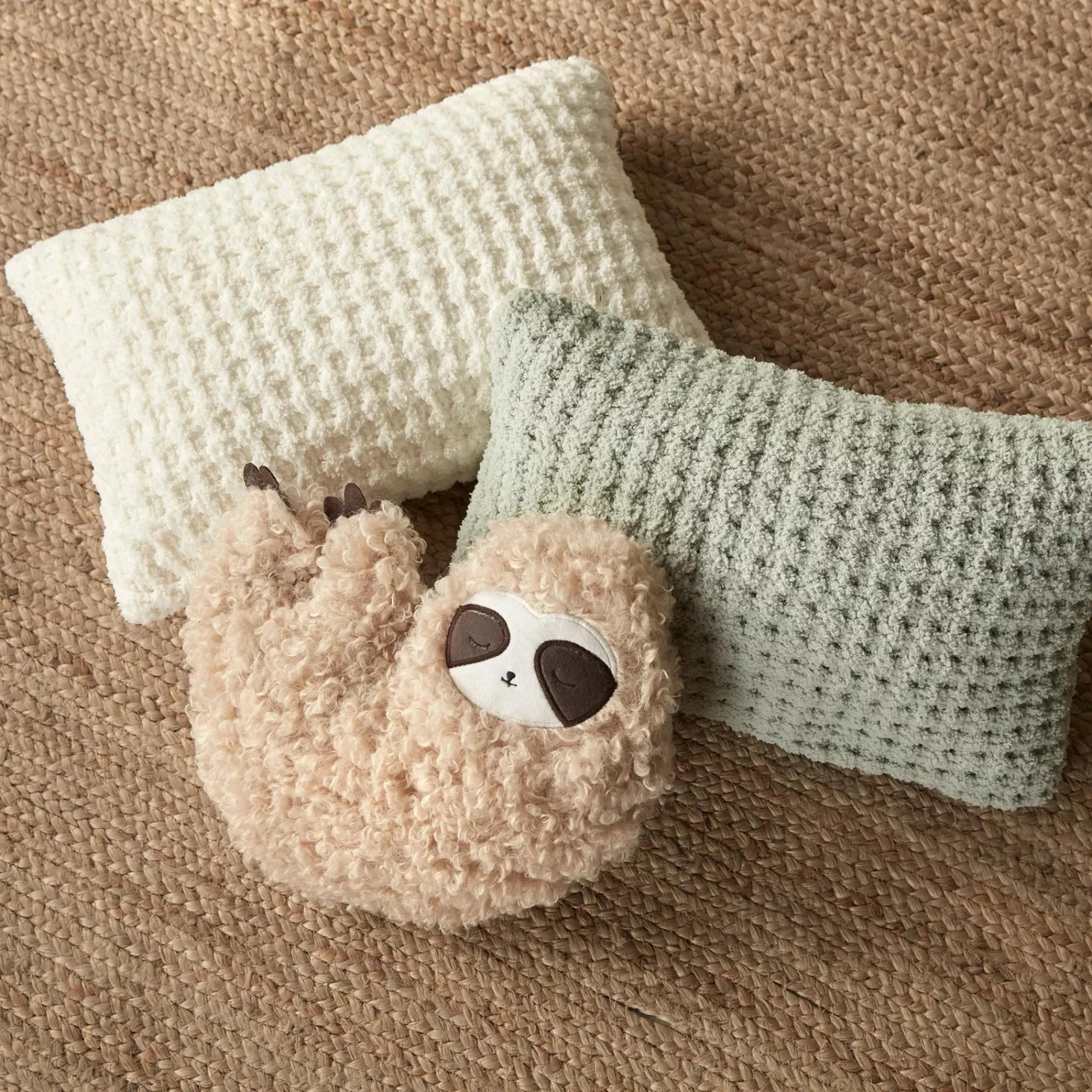 Bouclair White Cory Chenille Decorative Lumbar Pillow* Nursery Throw Pillows