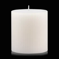 Bouclair White Short Ribbed Candle* Candles & Candle Stick Holders
