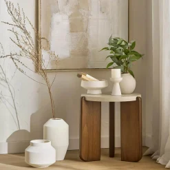 Bouclair White Short Ribbed Candle* Candles & Candle Stick Holders