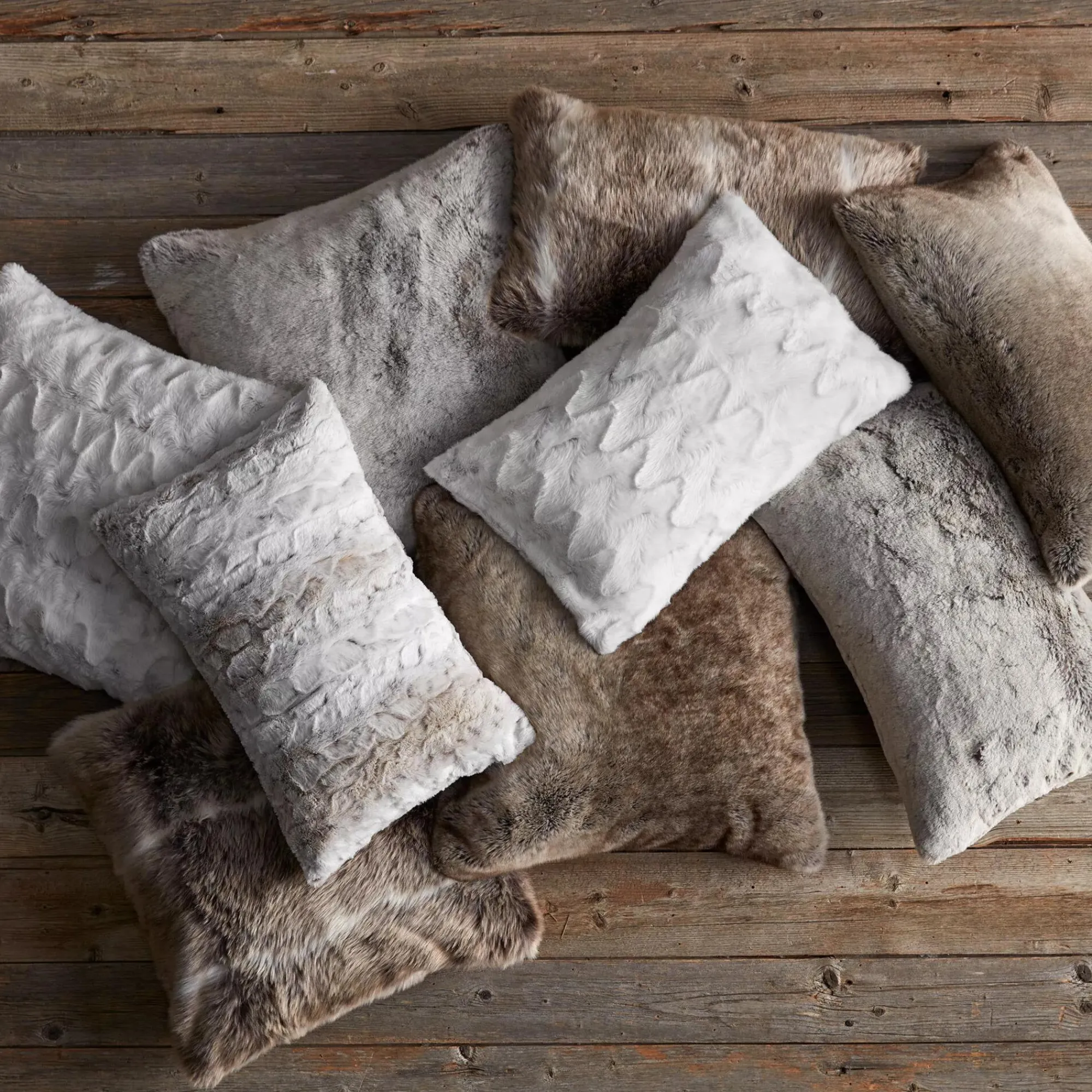 Bouclair Wolf Faux Fur Decorative Lumbar Pillow* Decorative Throw Pillows