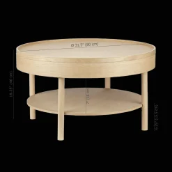 Bouclair Wooden Round Coffee Table with Lift Top* Coffee Tables|Coffee Tables & Side Tables