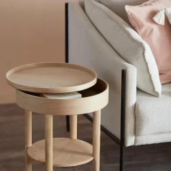 Bouclair Wooden Round Side Table with Lift Top* Side Tables|Coffee Tables & Side Tables