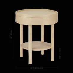 Bouclair Wooden Round Side Table with Lift Top* Side Tables|Coffee Tables & Side Tables